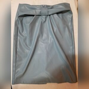 NWT Saint Tropez Smoke Blue Faux Leather Bow Skirt M NWT